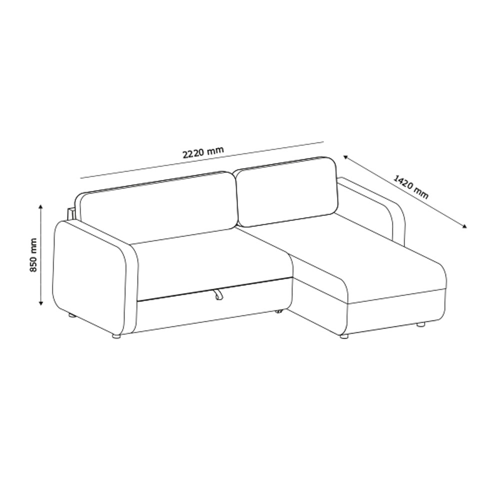 Kampinė sofalova JETSMARK 220x85x69/139cm JYSK Visada puikūs