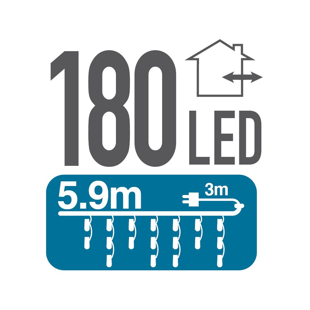180 LED lempučių girlianda-varvekliai TROLLA